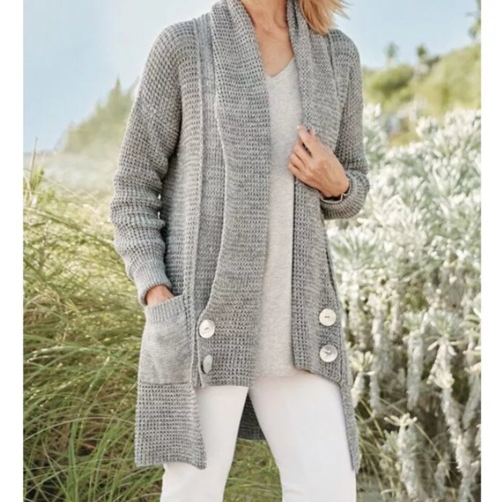 Soft‎ Surroundings Townsend Cardigan Gray Sweater